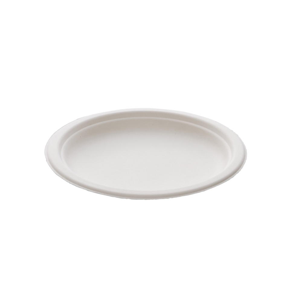 Tallerken, Ø18cm, nature, bagasse, (600 stk.)