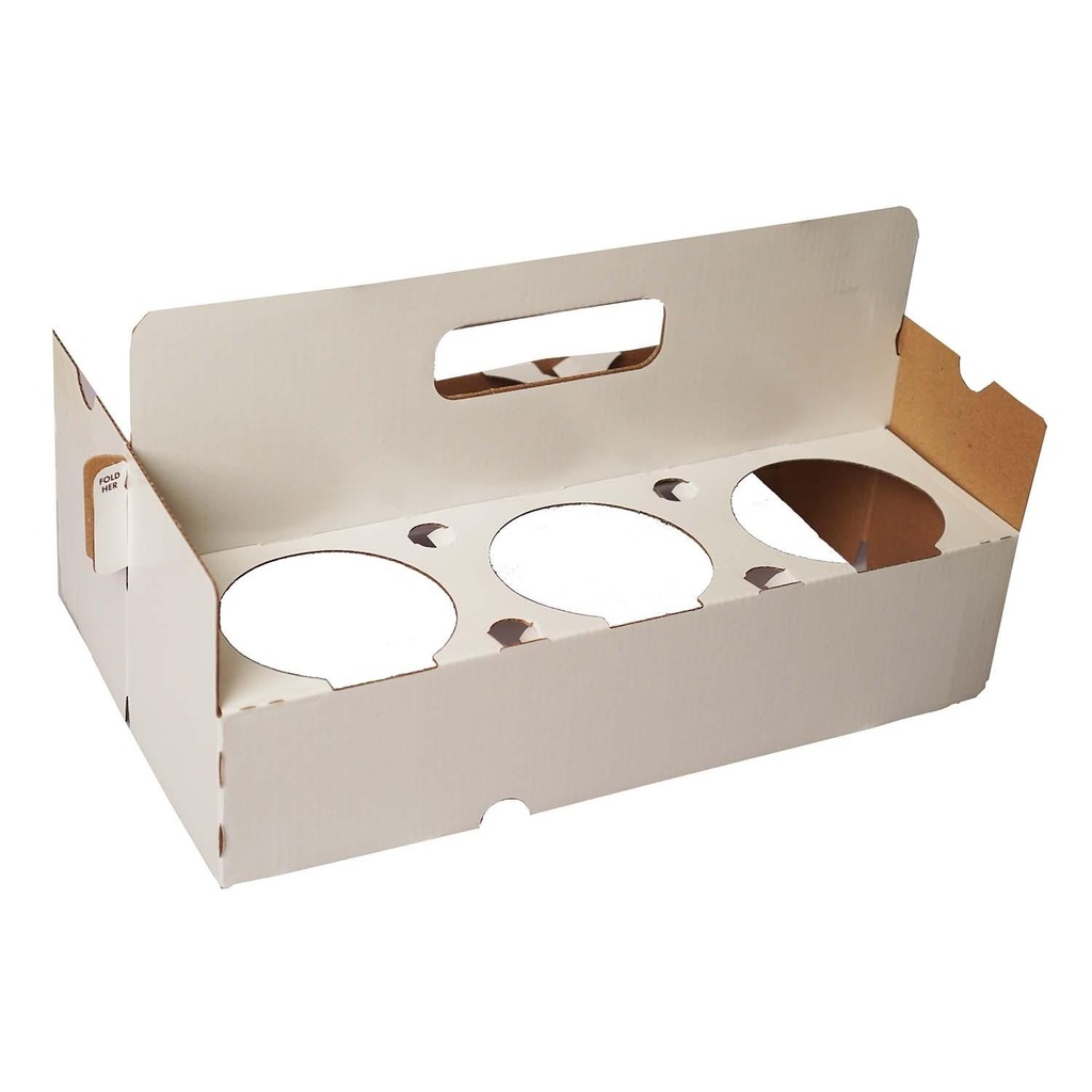 Bærebakke til 6 øl og 8 shots, 31,8x18,6x7,2cm, neutral hvid, (20 stk.)