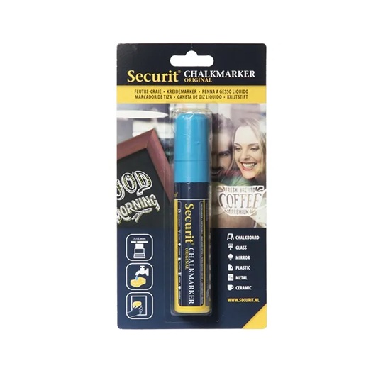 [41208] Kridtmarker med blokspids: 7-15 mm skrivebredde, Securit, Original, flydende kridt, flere farver, (1 stk.) (Blå)