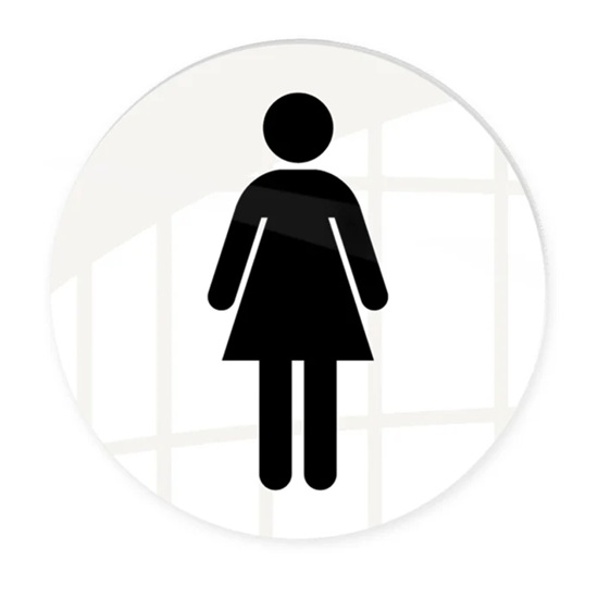 [41246] Toiletskilt, dametoilet, Ø10cm, aluminium, Securit, flere farver, (1 stk.) (Hvid)