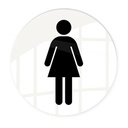 Toiletskilt, dametoilet, Ø10cm, aluminium, Securit, flere farver, (1 stk.)
