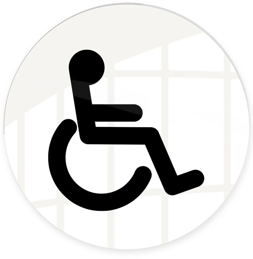 [41297] Handicap toiletskilt, Ø10 cm, aluminium, Securit, flere farver, (1 stk.) (Hvid)