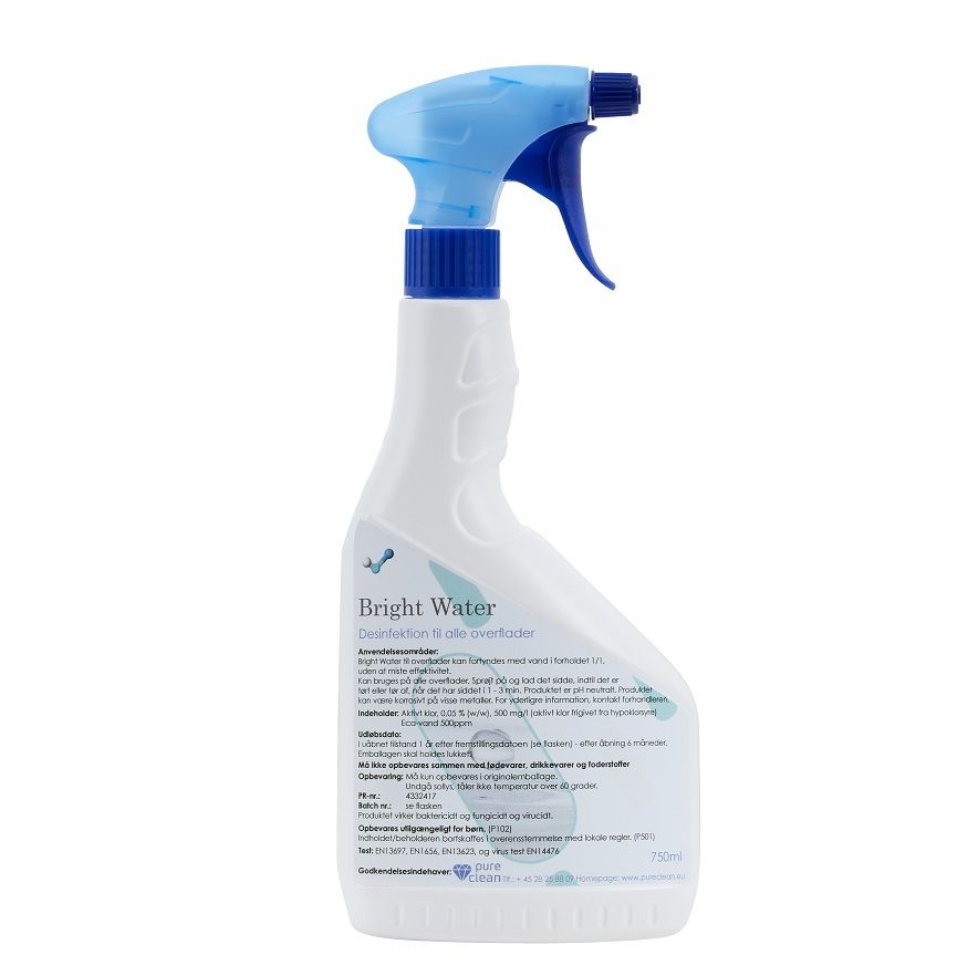 Bright Water - naturligt desinfektionsmiddel, 750ml i sprayflaske til Sundhedssektoren (1 stk.)