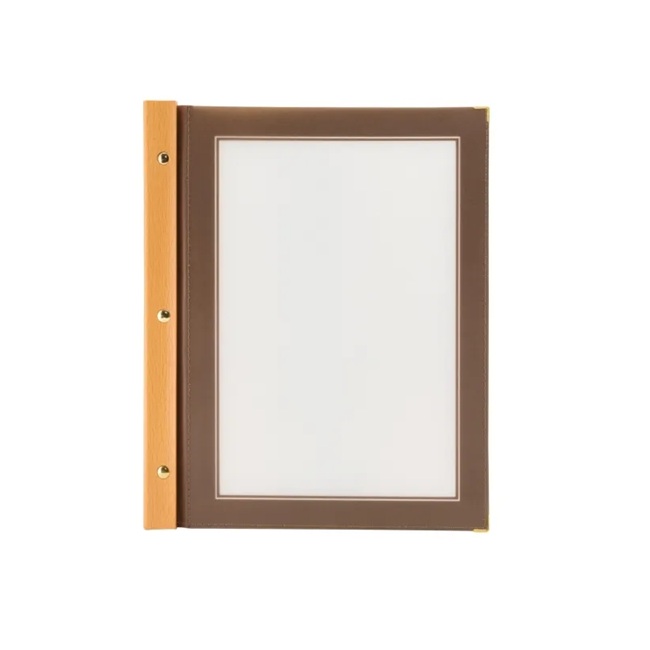 Menuramme med 2 lommer, Securit® WOOD, til ark, træ/refleksfri PP, flere str. & farver, (1 stk.)