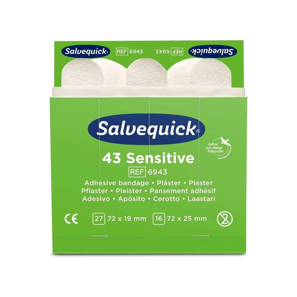 [41474] Non-Woven plaster, Salvequick Sensitive, Cederroth 6943, (6x43 stk)