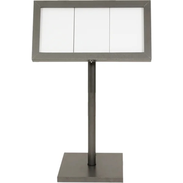 [41514] LED Informationsdisplay med stander til A4, Securit® COATED STEEL, sort, flere str., (1 sæt) (3x A4, 95 cm)