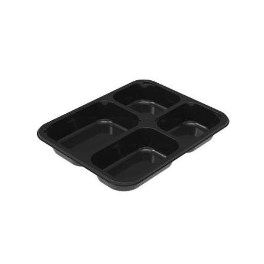 Bakke, 22,7x17,8x3cm, 735 ml, sort, CPET, 4-rums, 140/155/185/255 ml, tilhørende 10350, (344 stk.)