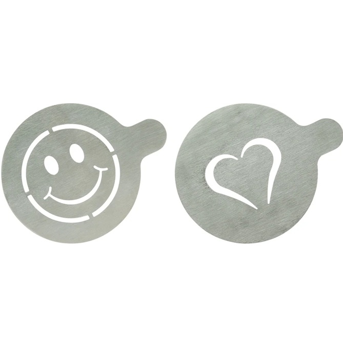 Kaffe stencils, Securit®, 2 motiver, Ø10x12,4 cm, rustfrit stål, (2 stk.)