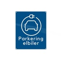 P-skilt til elbiler, 20x25 cm, aluminium, blå, m/ monteringshuller, Securit, (1 stk.)