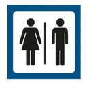 Toiletskilt, mand/dame, symbol, 10x10 cm, plast, (1 stk.)
