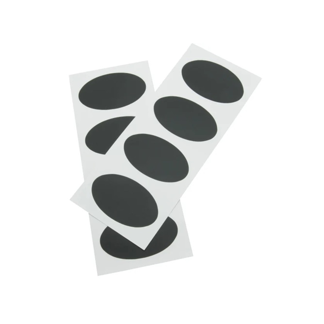 Tavleklistermærker til kridtmarkere, selvklæbende, Securit®, ovale, 8,2x4,8 cm, folie, sort, (8 stk.)