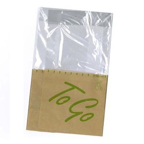 [12108] Sandwichpose m/ To Go tryk, 21,5x13,0 cm, PE, brun, (1000 stk.)