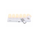 Led lys, varm hvid, genopladelig, m/ fjernbetjening, Securit, (12 stk.)