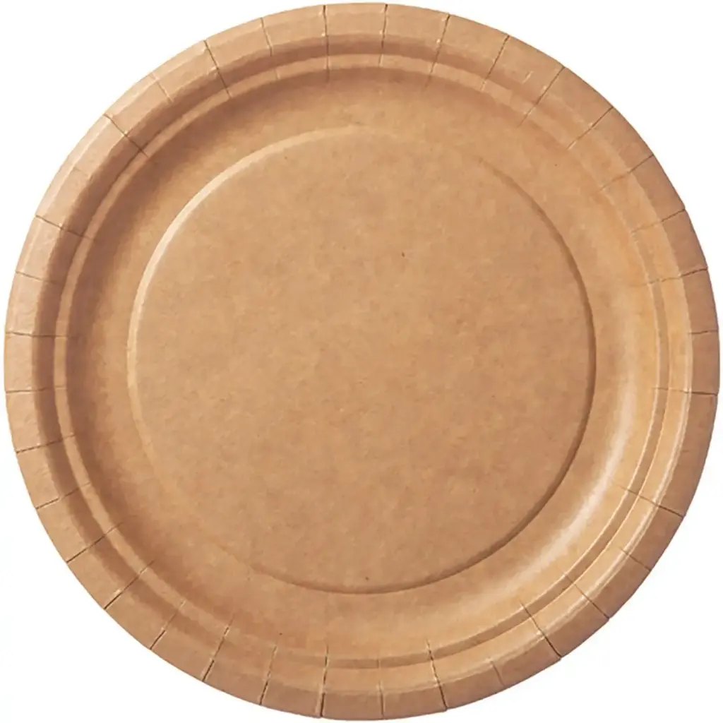 Paptallerken, rund, Ø18cm, coated, kraft, detailpakning, Brun, (240 stk.)