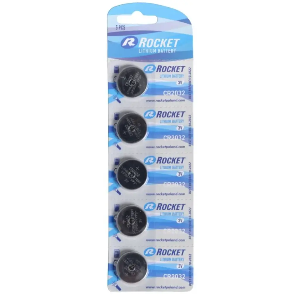 Knapcellebatteri, CR2032, 3V, Lithium, Rocket, (20pk á 5 stk = 100 stk.)