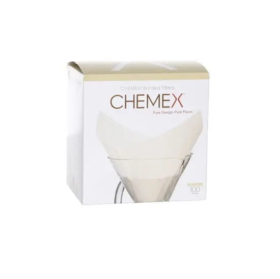 CHEMEX FS-100 kaffefiltre, firkantet, forfoldet, (1pk á 100 stk.)