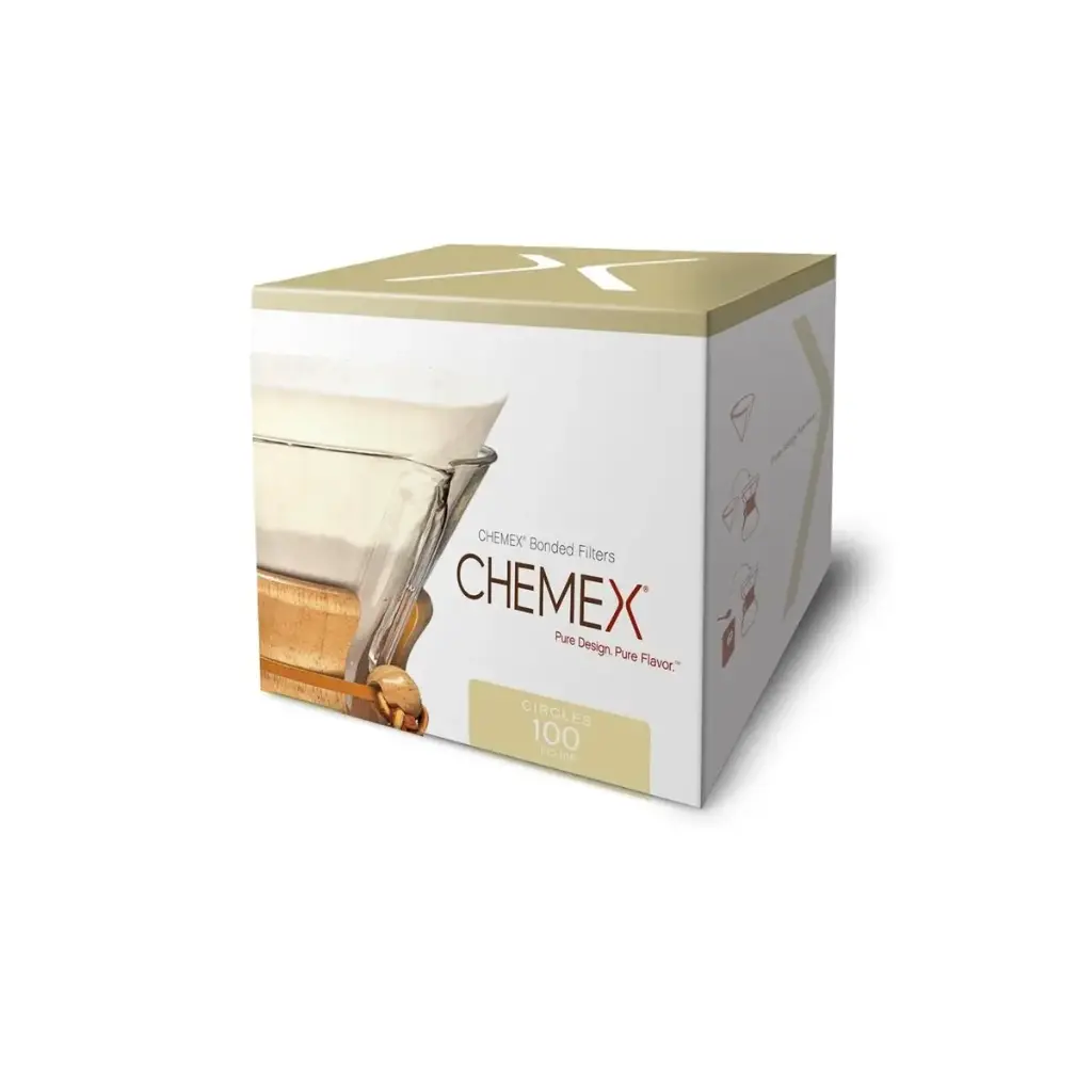 [42142] CHEMEX FC-100 kaffefiltre, runde, forfoldet, (1pk á 100 stk.)
