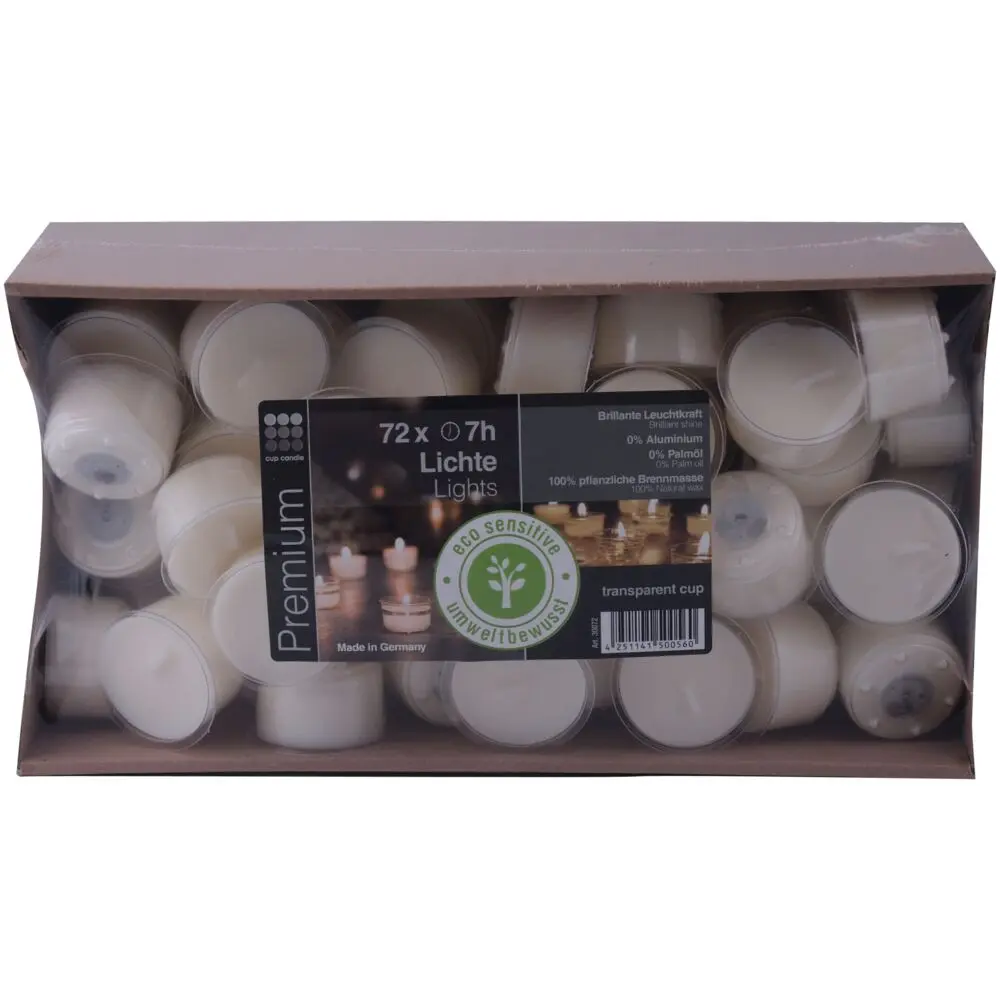 [42148] Fyrfadslys, 2,5cm, Ø3,8cm, hvid, 7 timer, stearin, i glasholder, (288 stk.)