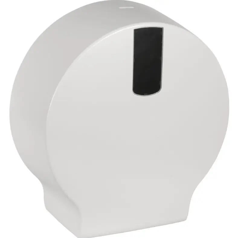 Papirdispenser t/ Midi jumboruller, Classic Recycled, Midi, 12x34x36cm, Ø33,5cm, hvid, plast, med restrullefunktion, (1 stk.)