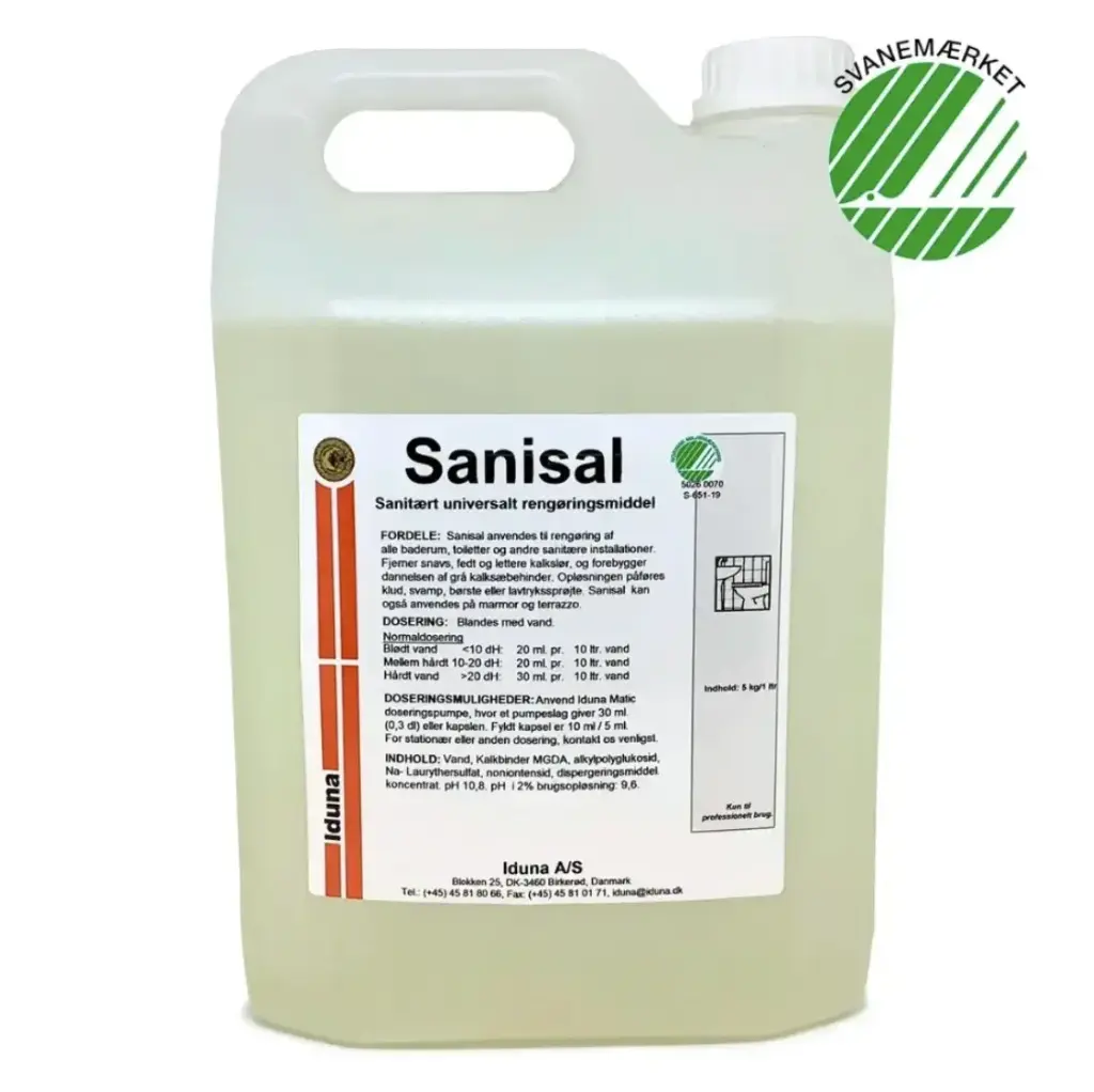 Sanitetsrengøringsmiddel, Iduna Sanisal, 5L, svanemærket, (1 stk.)