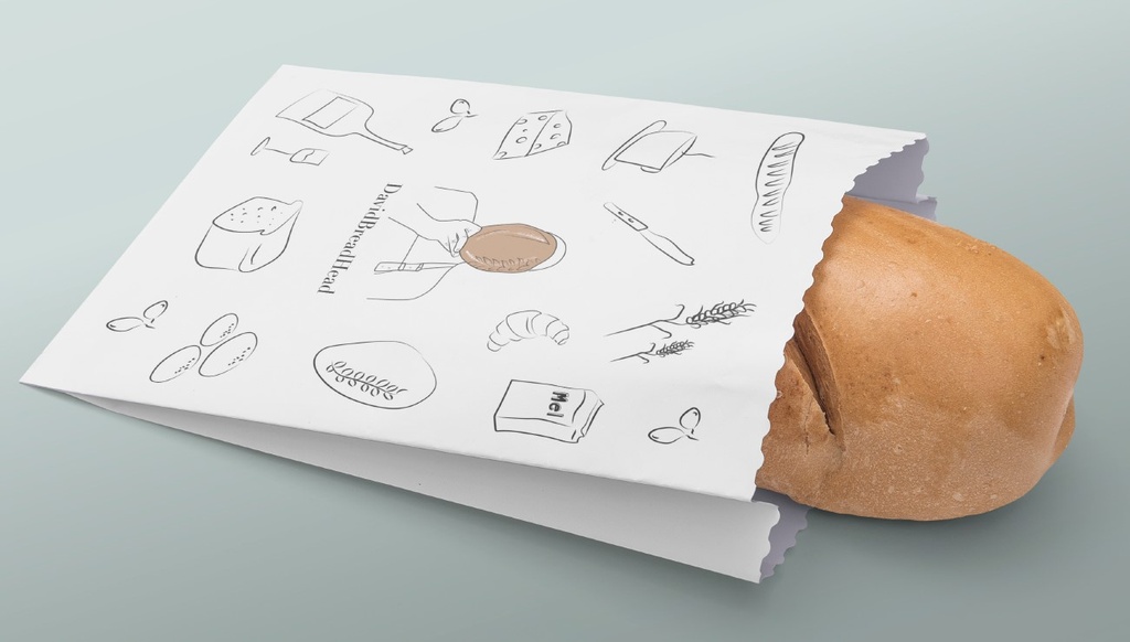 DavidBreadHead, Brødpose, 270x335 mm (+ 20 mm på bagsiden), Hvid, (500 stk.)