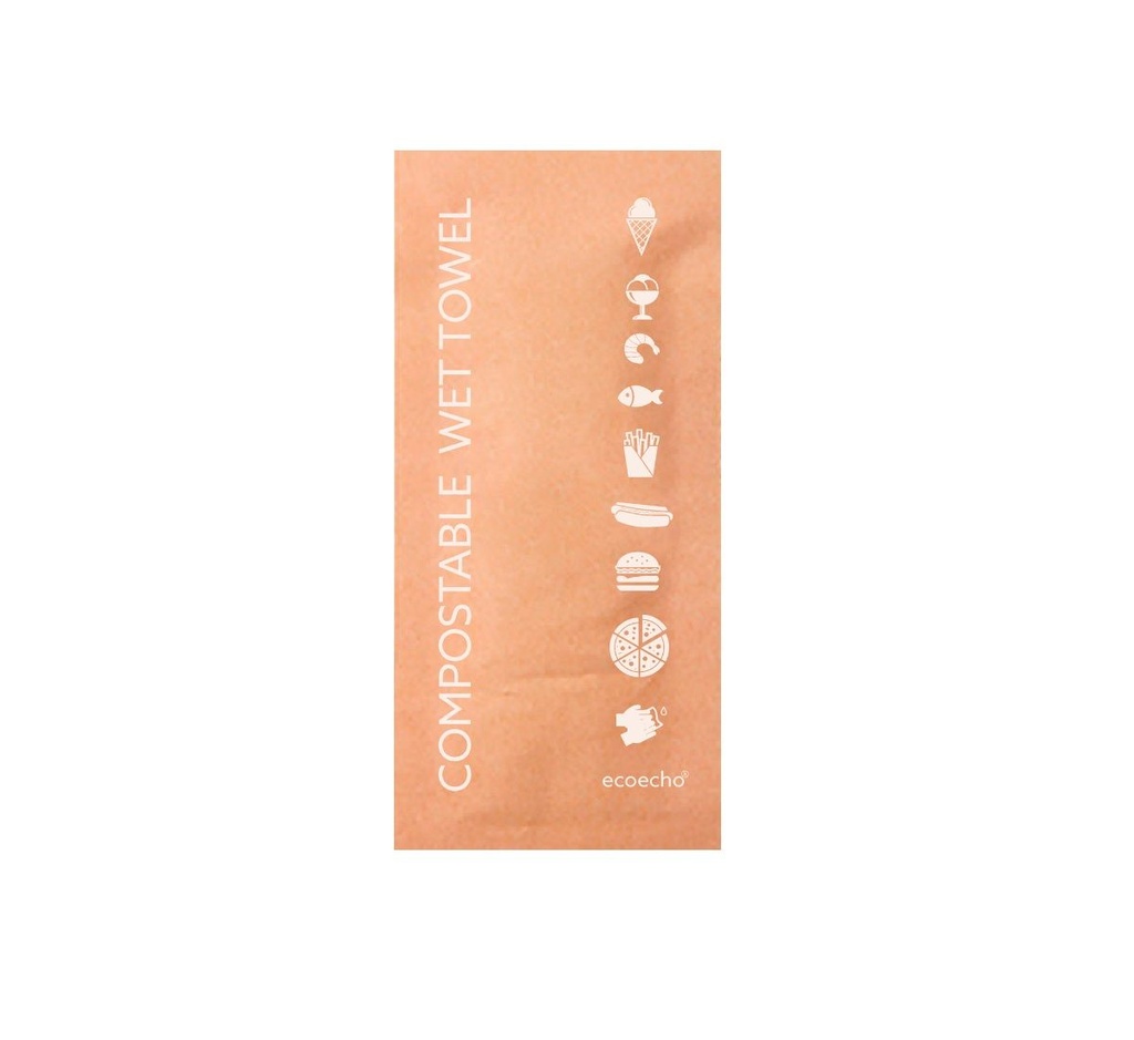 Vådservietter, 6x13cm, eco, Brown, komposterbar, Duni, (500 stk.)