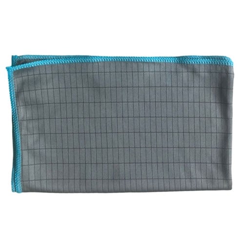 [12214] Viskestykke, mikrofiber, 50x60cm, gråt/turkis kant, (5 stk.)