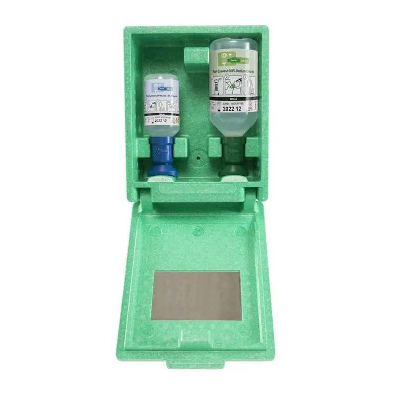 Øjenskyllestation – 200 ml pH Neutral + 500 ml Øjenskyl med øjenkop, Plum Safety 4789, (1 stk.)
