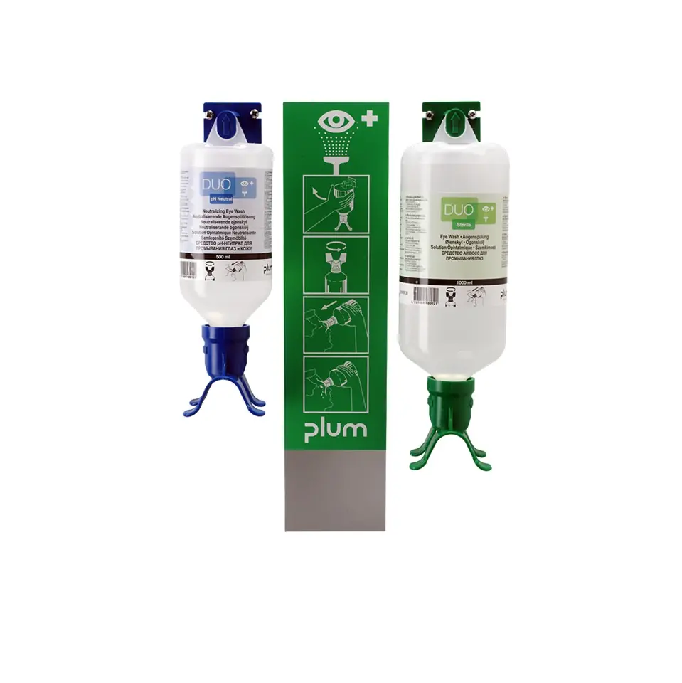 Åben øjenskyl, 500 ml pH neutral / 1000 ml 0,9%, med DUO, Plum Safety, 4803, (1 stk.)