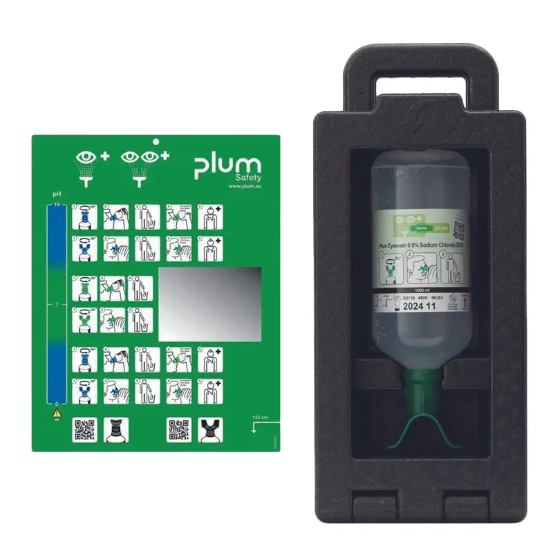 Plum iBox1 m/ 1000 ml DUO Øjenskyl, 0,9% natriumklorid, Plum Safety 4901, (1 stk.)