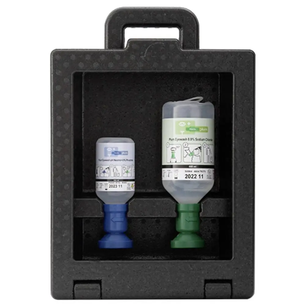 Øjenskyl iBox 2, 200 ml 4,9% / 500 ml 0,9%, med øjenkop, Plum Safety, 4921, (1 stk.)