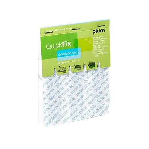 [43397] Lange detekterbare plastre, blå, QuickFix refill, Plum Safety, 5509, (pk á 30 stk.)