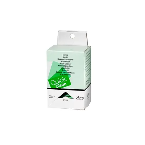 [43412] QuickClean dispenser m/ 40 renseservietter, med vægophæng, Plum Safety, 5550, (1 sæt)