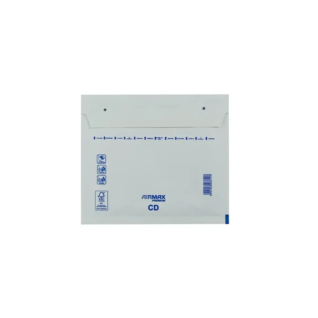 [43455] Boblekuvert, Airmax CD, 240x275mm / 220x265mm, hvid, (100 stk.)