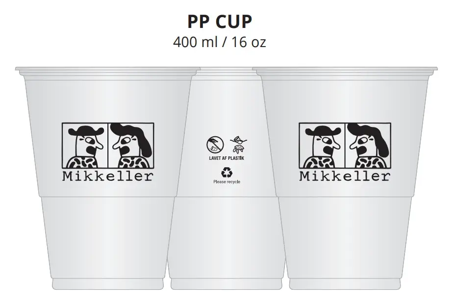 Mikkeller, Plastikkrus til fadøl, 400ml / 16 oz, klar, PP, (100.000 stk)