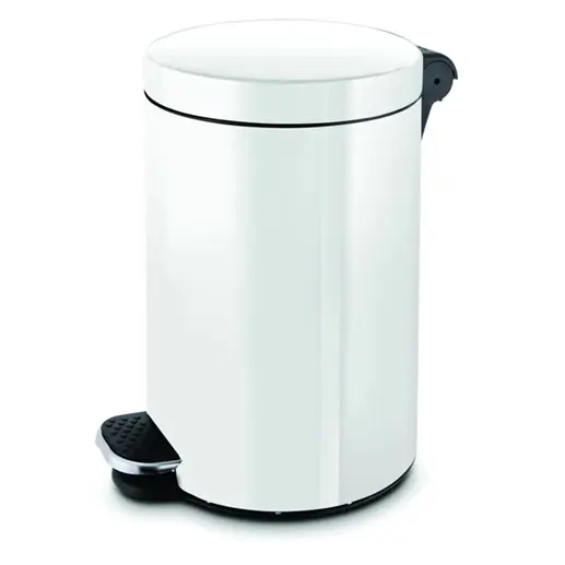 [43522] 3L pedalspand med vippelåg inkl. PP-inderspand m/ hank, Ø17x25cm, stål, flere farver, (1 stk.) (Hvid)