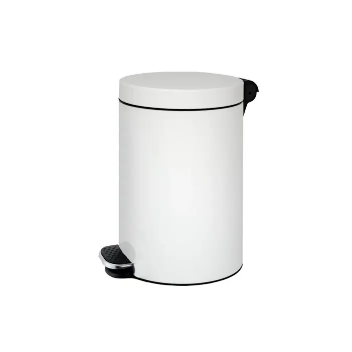 [43531] 12L pedalspand med vippelåg inkl. PP-inderspand m/ hank, Ø25x38,5cm, stål, flere farver, (1 stk.) (Hvid)