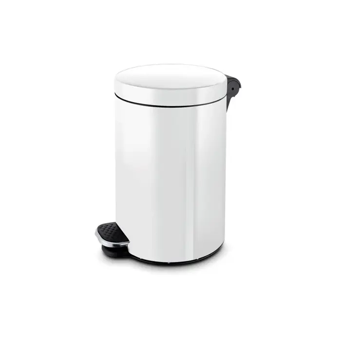 [43535] 20L pedalspand med vippelåg inkl. PP-inderspand m/ hank, Ø29x43,5cm, stål, flere farver, (1 stk.) (Hvid)