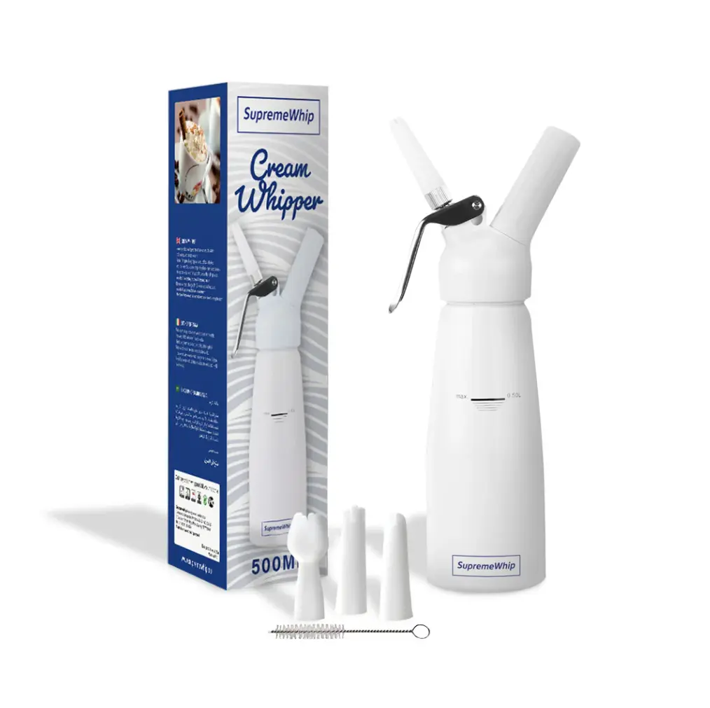 Flødeskumssprøjte til sifonpatroner, 500ml, QuickWhip, sort eller hvid, (1 stk.)