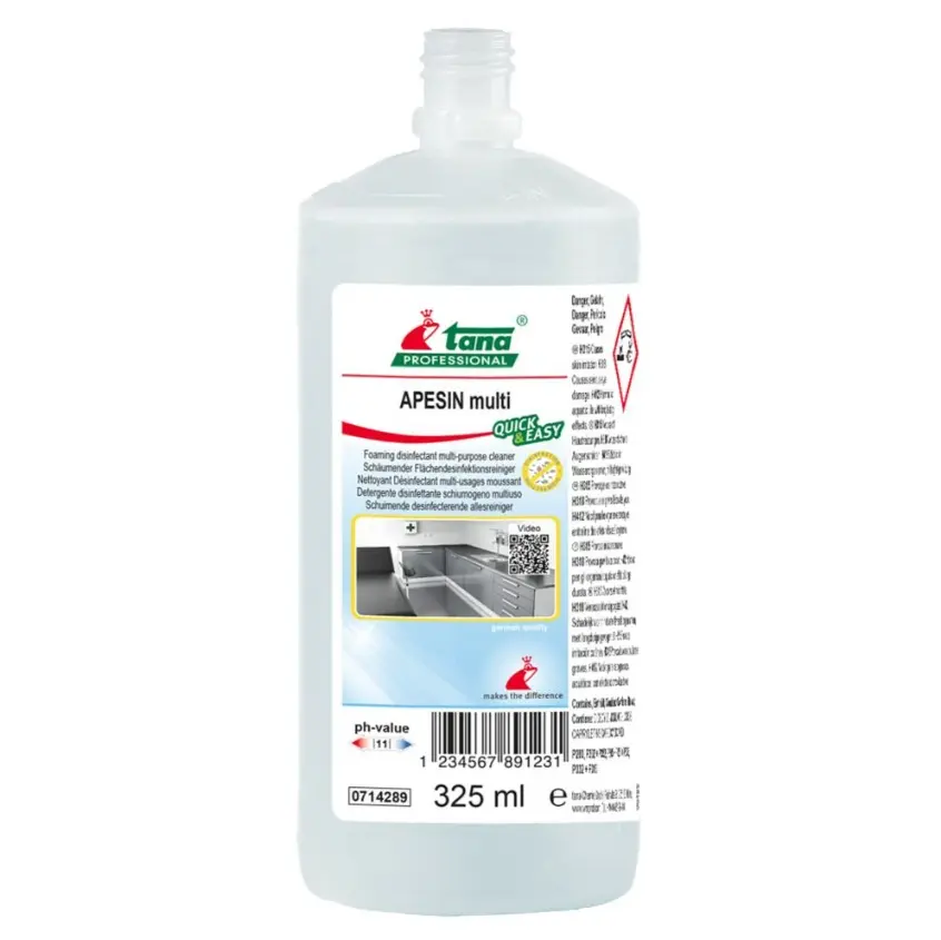 Desinfektion, Tana Professional APESIN Multi, 325 ml, til Quick & Easy, uden farve og parfume, (6 stk.)