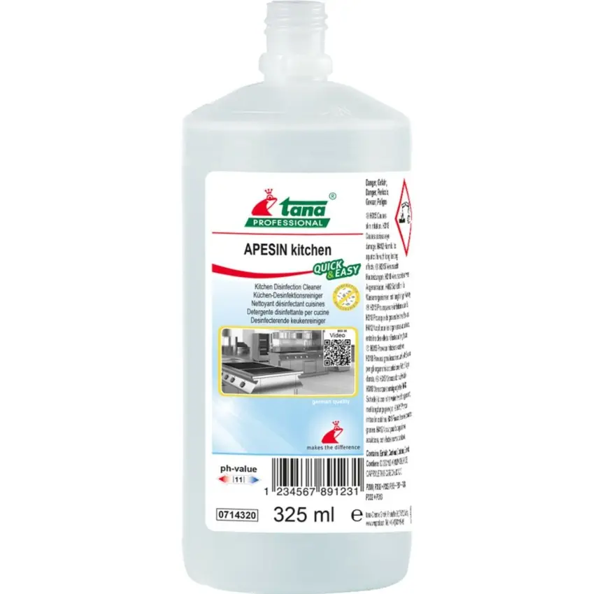 Overfladedesinfektion, Tana Professional APESIN Kitchen, 325 ml, til Quick & Easy, uden farve og parfume, (6 stk.)