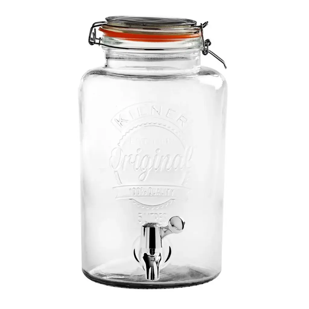 Glasdispenser med taphane, t/ saft & juice, Kilner, 5ltr, Ø18,2xH31,5cm, (1 stk.)