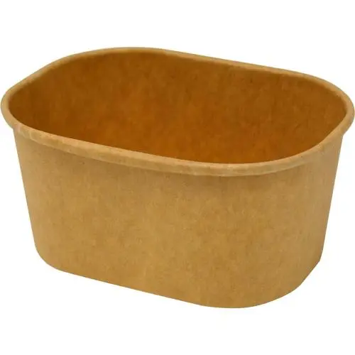 Salatbakke, 10.8/8.0x9.1/6.3x5.0cm, 250ml, kraft, med PP, brun, (500 stk.)