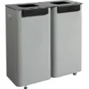 Affaldssystem m/ 2x70L modulspande, 33x76x71cm, grå, 2 hjul, pulverlakeret galvaniseret stål, (1 stk.)