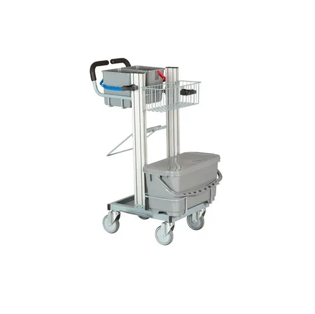 Lille rengøringsvogn m/ 2x6 ltr. & affaldsholder, Exclusive fugtsystem, Tina Trolleys, (1 stk.)