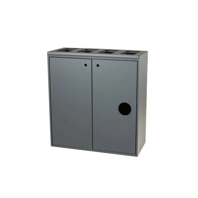 [44004] Affaldssystem m/ 5-rum, åben Softclose låg, grå, 3x60 - 20 & 10 ltr, Tina Trolleys, (1 stk.)