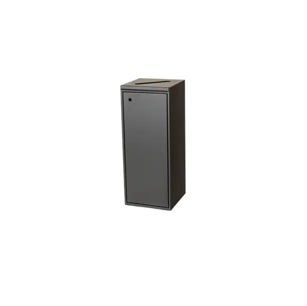 Affaldsspand m/ låge, papir-indkast, 100 ltr, sort, Tina Trolleys, (1 stk.)