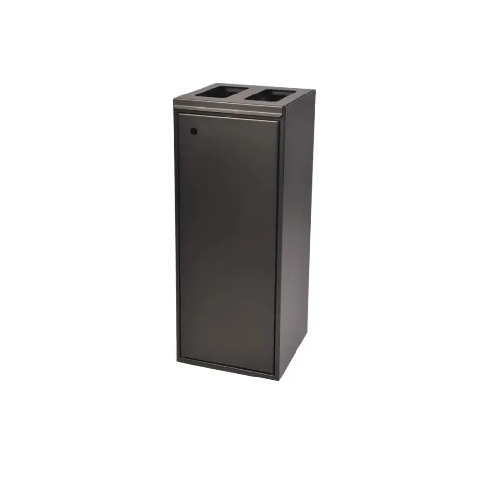 Affaldsspand m/ 2x60 ltr rum, åben indkast, sort, Tina Trolleys, (1 stk.)