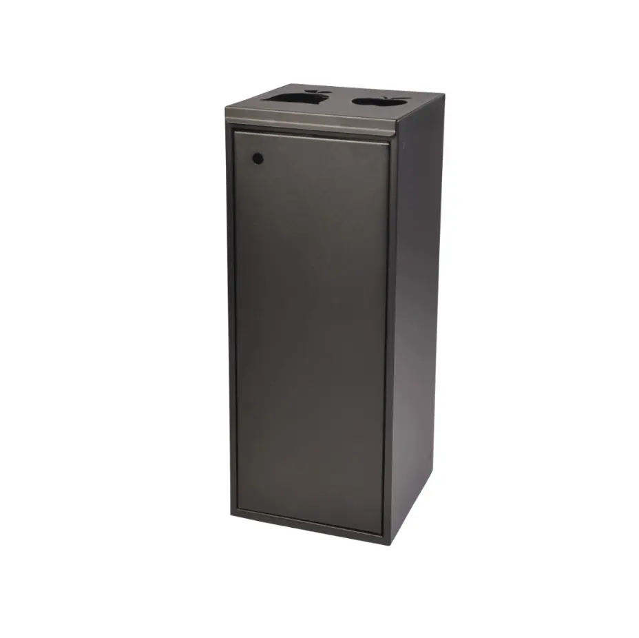 Affaldsspand t/ mad- & restaffald, m/ 2x60 ltr rum, åben indkast, udskæring, sort, Tina Trolleys, (1 stk.)