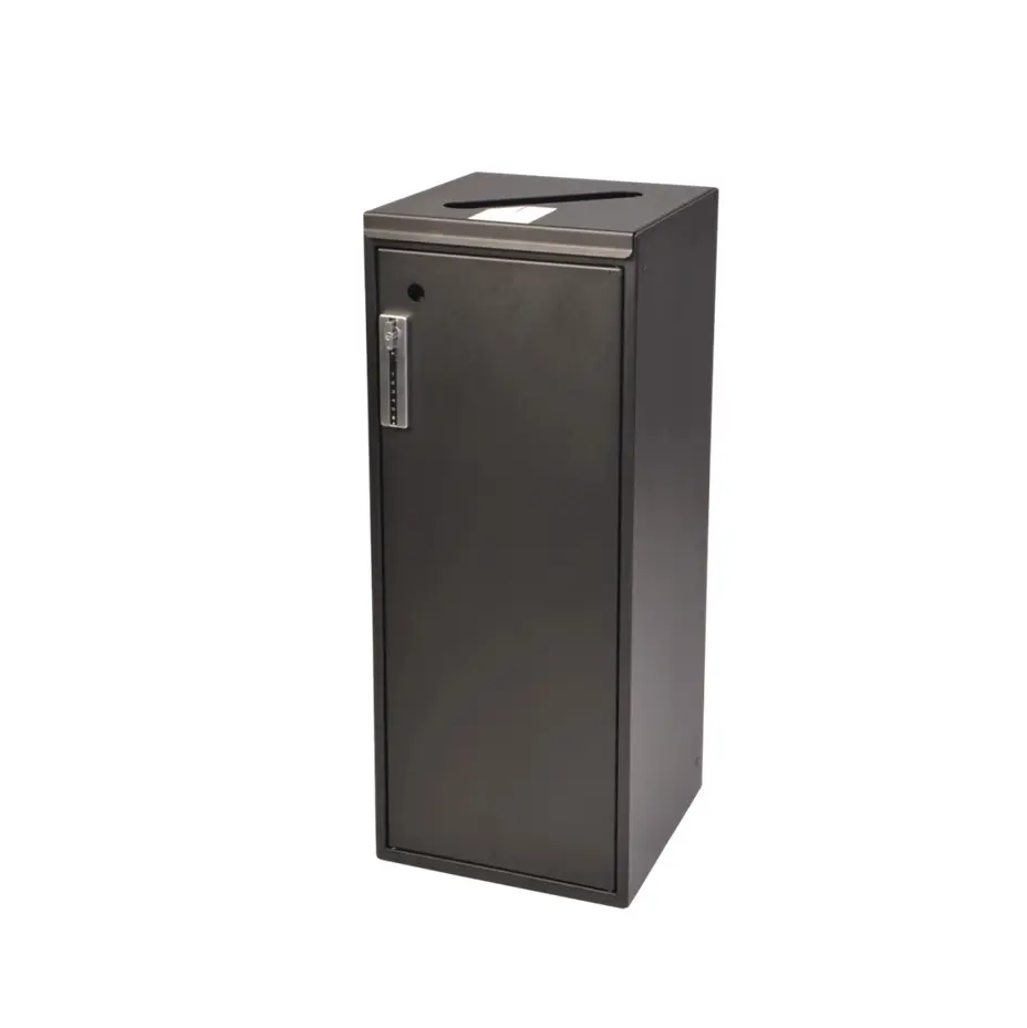 Affaldsspand m/ lås, papir indkast, 100 ltr, 34,5x34,5x86,5cm, sort, Tina Trolleys, (1 stk.)